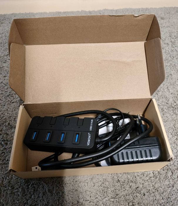 Vemont zasilacz USB, 4 porty USB 3.0 HUB