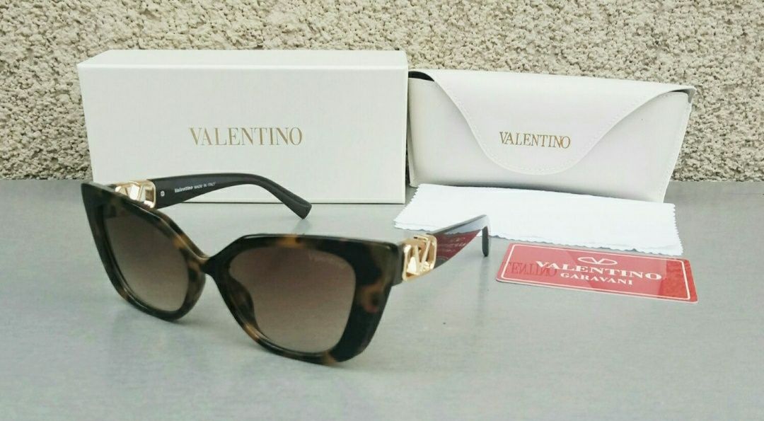 Valentino стильные женские очки коричнево тигровые с градиентом