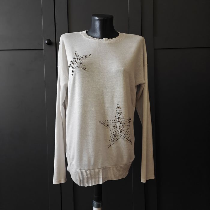 Sweterek sweter damski oversize delikatny wiskoza z cekinami M L