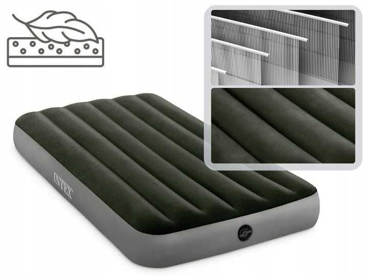 Materac Dmuchany Welurowy Jednoosobowy Łóżko 191x99x25 Intex