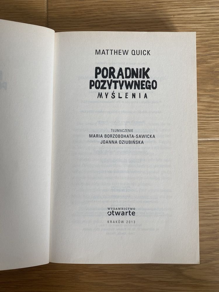 Książka "Poradnik pozytywnego myślenia" Matthew Quick