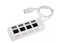 Rozdzielacz na 4 porty USB 2.0 USB HUB przełączany biały