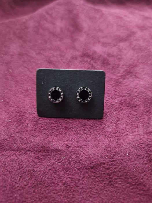 Srebrne czarne kolczyki stal szlachetna