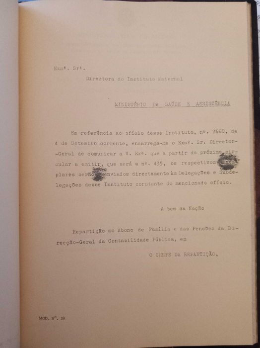 Ministério das Finanças - trabalhos dactilograficos - 1962