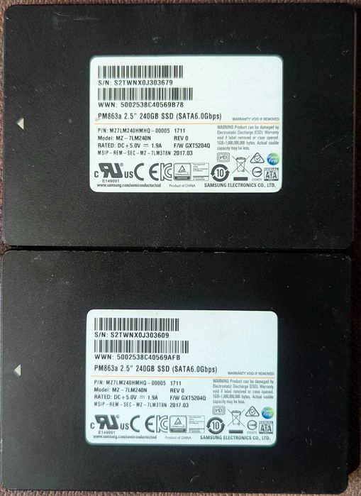 SSD 2.5 Samsung SM883/863a 240-256-480gb MLC Enterprise !!!