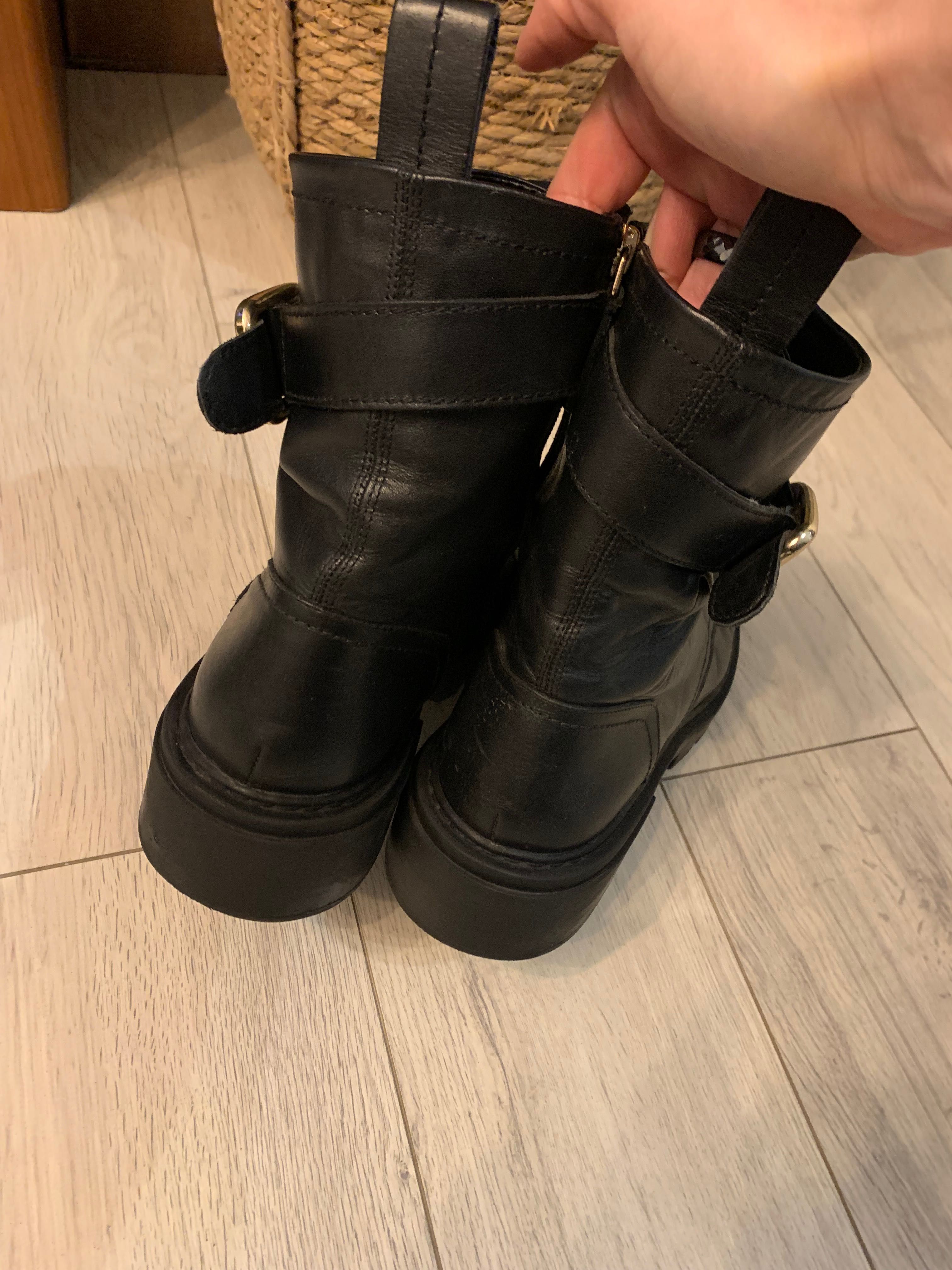 Zara skórzane botki trapery glany biker 41