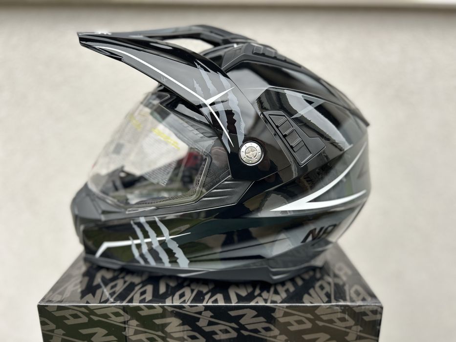 Kask motocyklowy enduro quad cross NAXA CO3 rozmiar S, Blenda, Szyba!