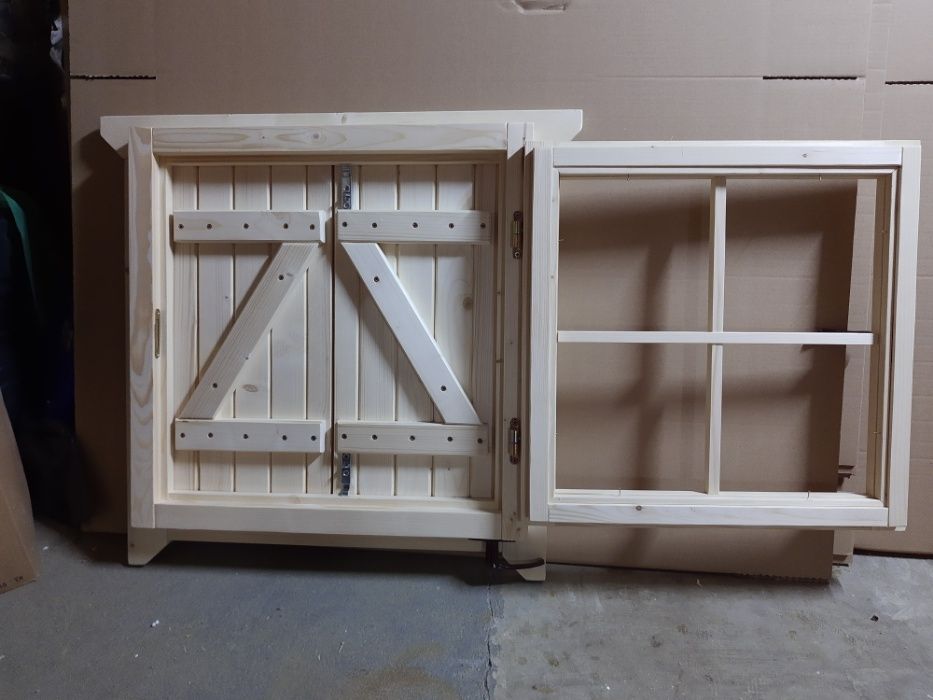 Okno drewniane producent okiennice 60 #do narzędziowego #do altany