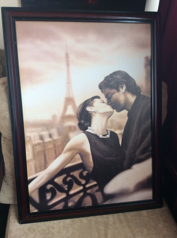60*80 см Велика картина «закохані в Парижі» рамка рама