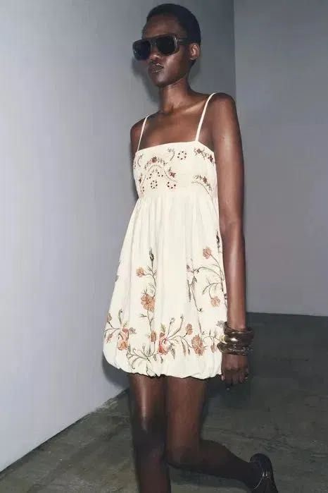 Сукня балон вишиванка ZARA біла лляна вишита платье вышиванка льон лен