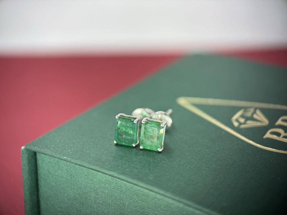 Серьги с изумрудами 2.60ct золото 585 сережки смарагд