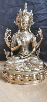 Posąg. Duża Figura. Bogini Lakshmi  100% oryginalna. Mosiądz