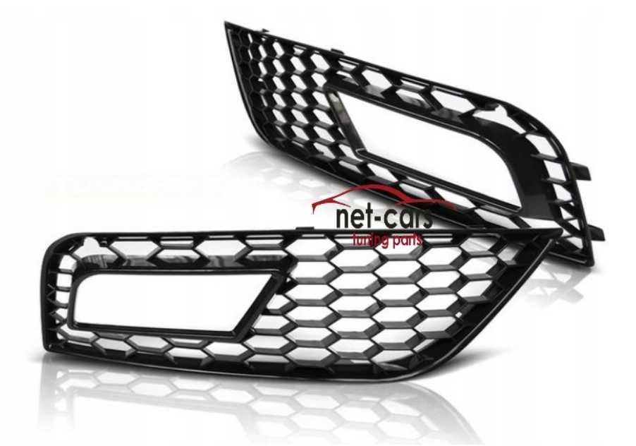 Grill + kratki zderzaka AUDI A4 B8 11-14 wzór RS czarny połysk