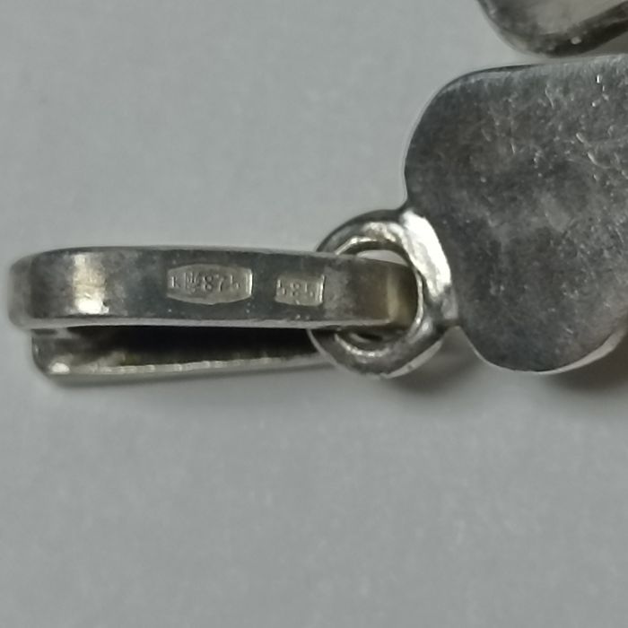 Комплект сережки і кулон срібло 875, золото 585