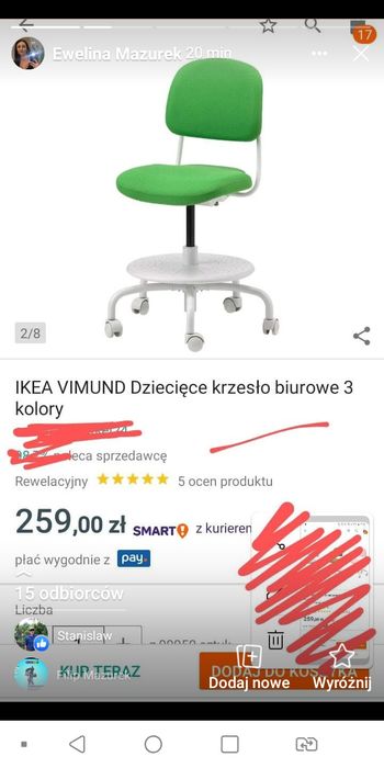 Krzesło fotel biurowy ZIELONE I ROZOWE zielone rezerwacja