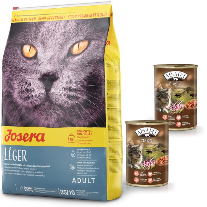 JOSERA Leger 2kg + 2x Abart puszka dla kota z wołowina 415g