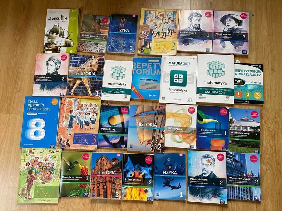 30x podręczniki liceum, gimnazjum, szkoła podst: hist mat fiz chem...