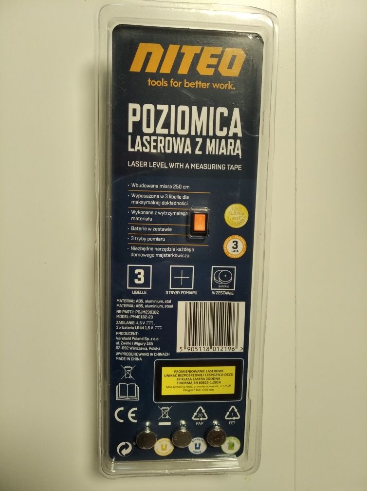 Poziomica laser laserowa miara 250cm niteo tools