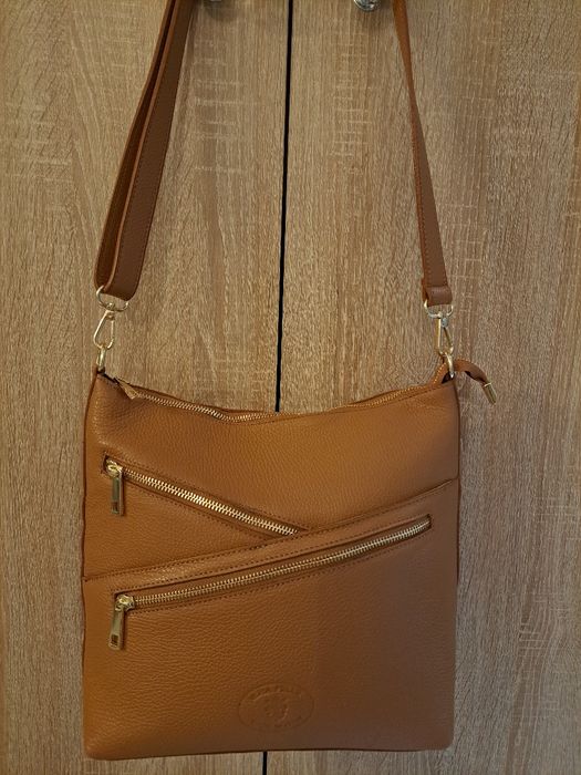 VERA PELLE  torebka na ramię Camel New