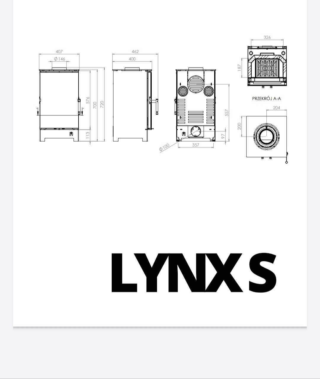 KOMINEK wolnostojący LYNX S