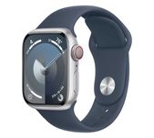 Apple Watch 9 Cellular 45mm Silver Alu. Case w. Storm Blue S. Band-M/L