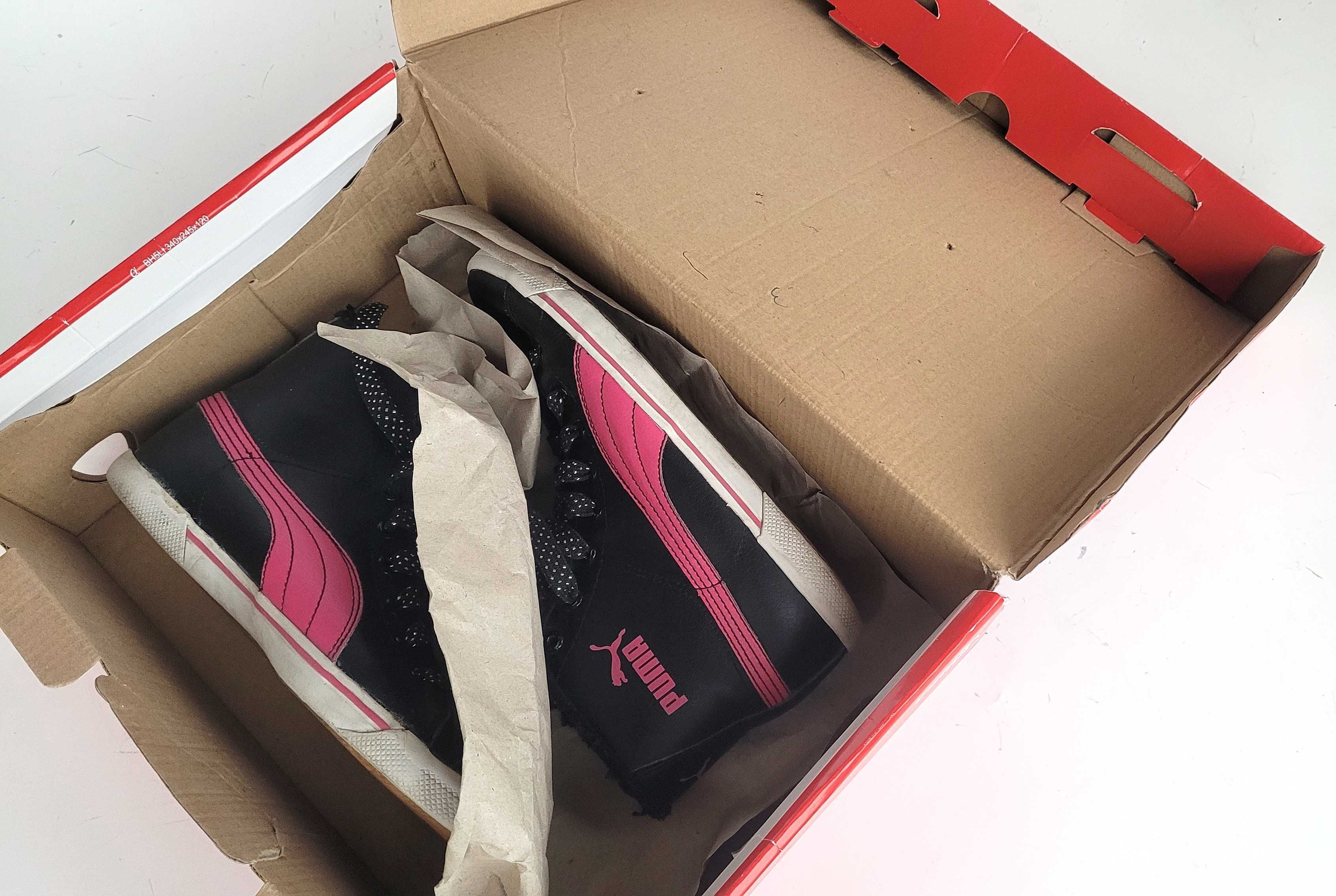 Buty trzewiki sportowe dziewczęce PUMA czarno - różowe rozmiar 37,5