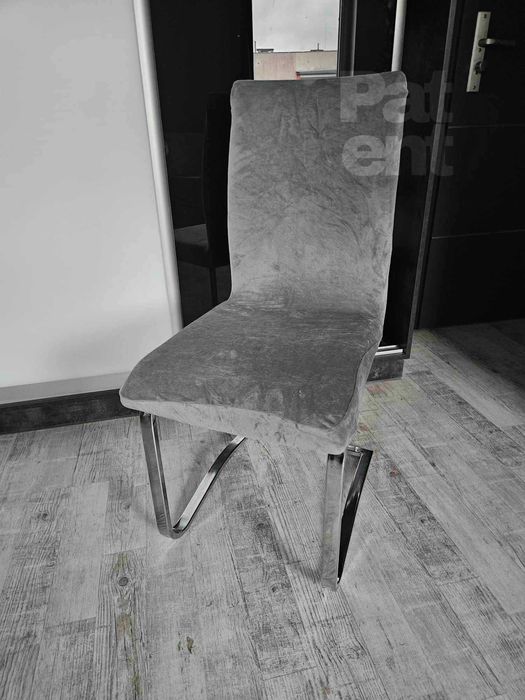 Pokrowce na krzesła miękkie welurowe komplet szare 4 sztuki