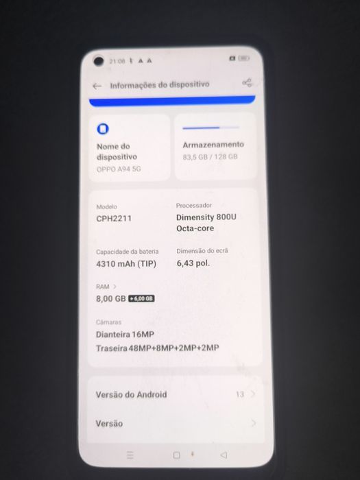OPPO A94 5G, como novo