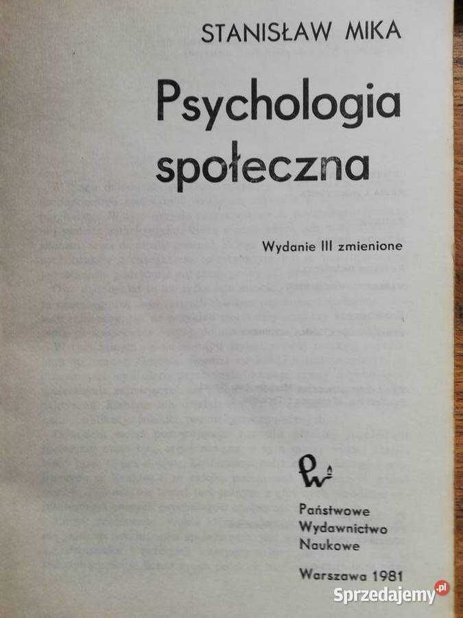 Psychologia społeczna- Stanisław Mika