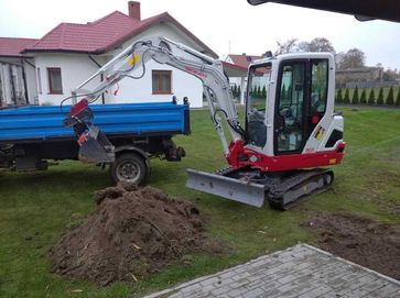 Usługi minikoparką przyłącza wyburzenia rozbiórki kucie młot koparka