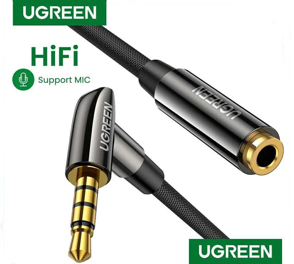 Качественный HiFi кабель AUX UGREEN 4pin (1 м) разъем 3,5мм угловой