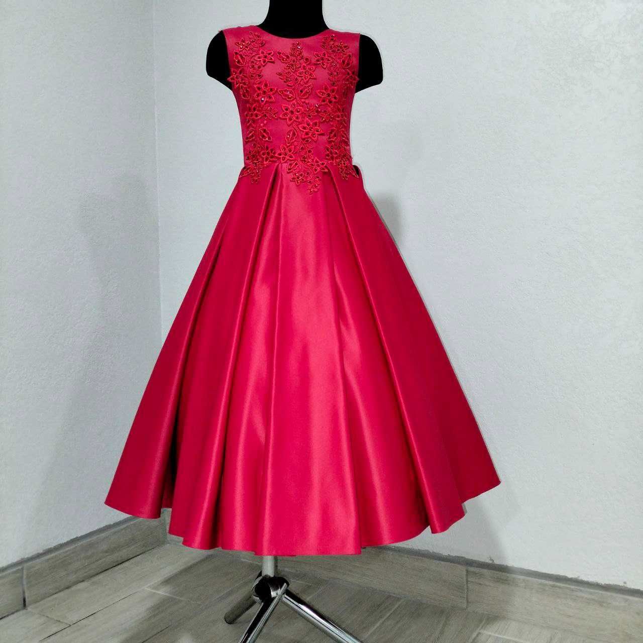 Сукня дитяча плаття платье випуск садочок червона атлас розкішна пишна
