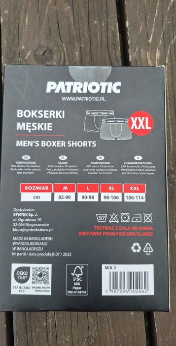 Patriotic odziez męska bielizna bokserki xxl dwie sztuki