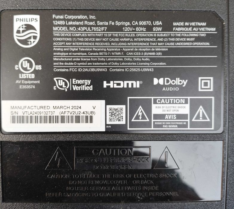 плазма Philips 43PUL7652/F7