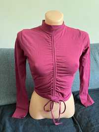 Crop top damski S bordo sciagany