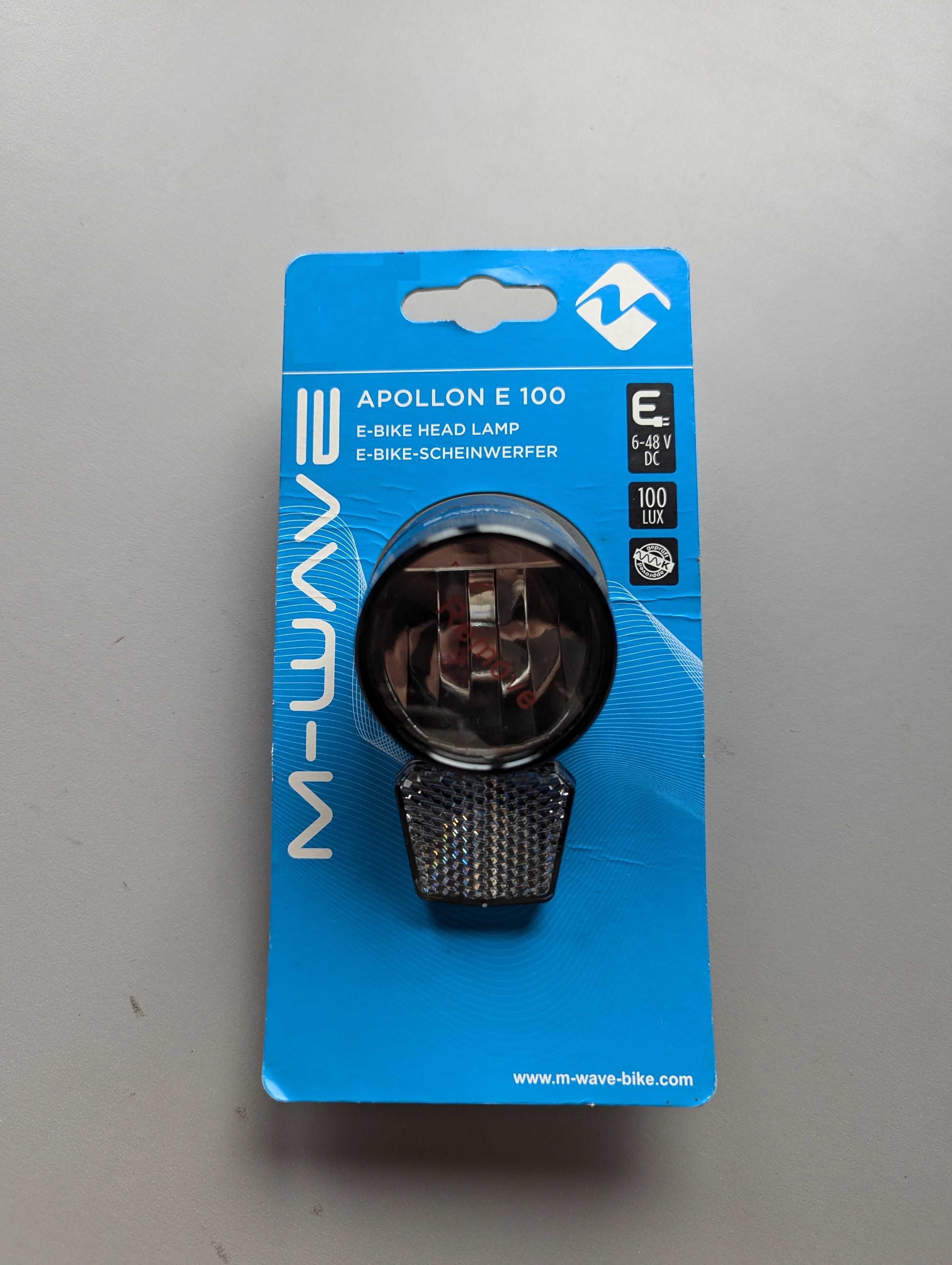 M-Wave Unisex Apollon E100 E-Bike światło przednie, czarne
