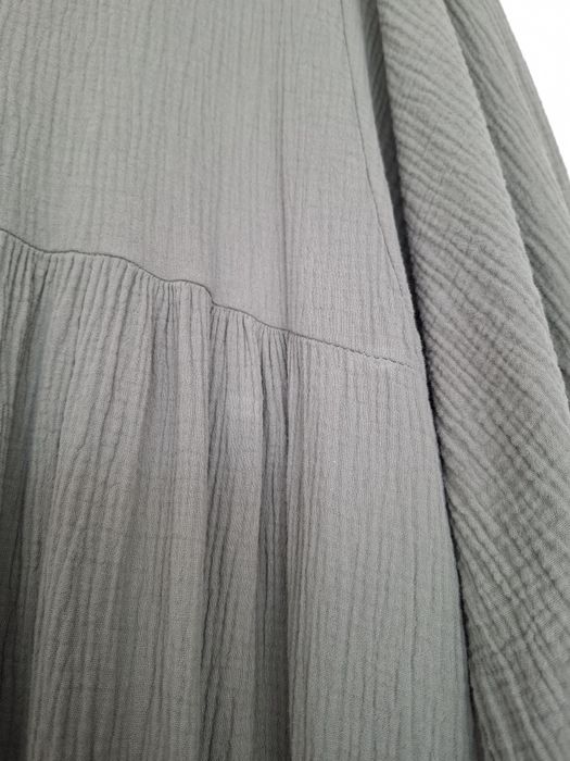 Długa muślinowa sukienka maxi leśna khaki oliwkowa luźna oversize