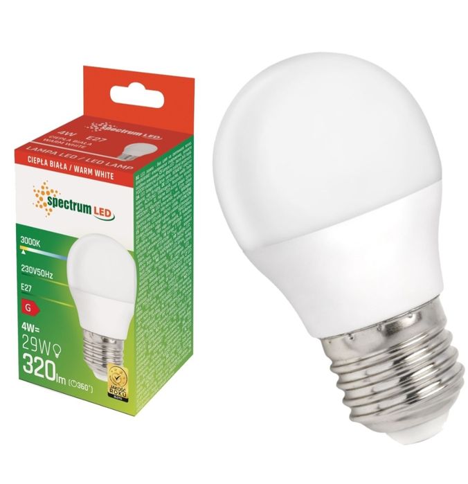 10 żarówek Spectrum LED E27 230V 4W Kula 320lm