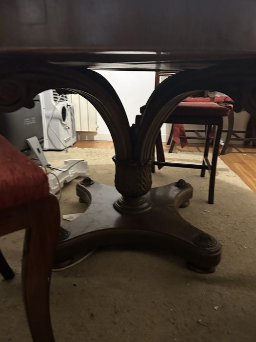 Mesa jantar extensivel com 6 cadeiras madeira macica