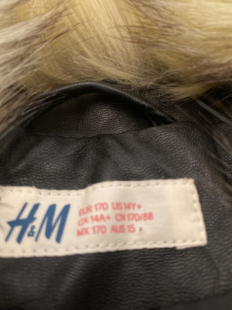 H&M kurtka damska  r. XS/S ramoneska a’la skóra, extra stan, futro