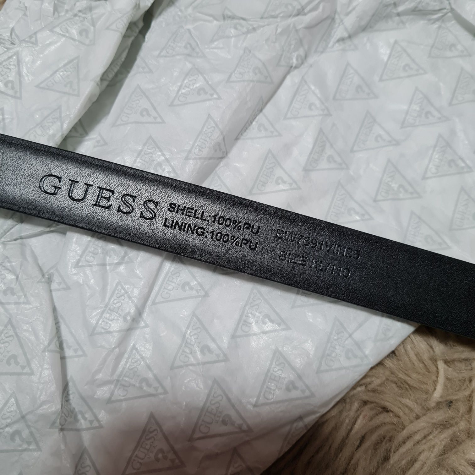 Guess pasek czarny belt errin not adjustable pant XL 110 cm