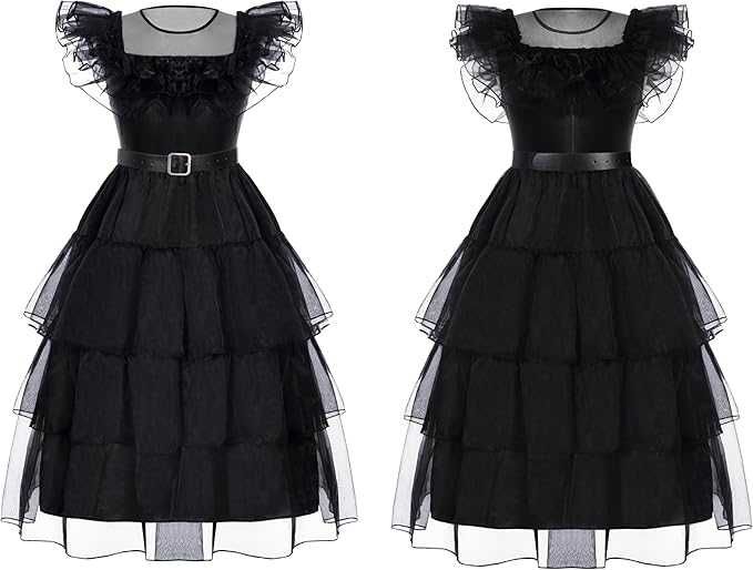 Strój przebranie sukienka WEDNESDAY ADDAMS damski rozm. M K472