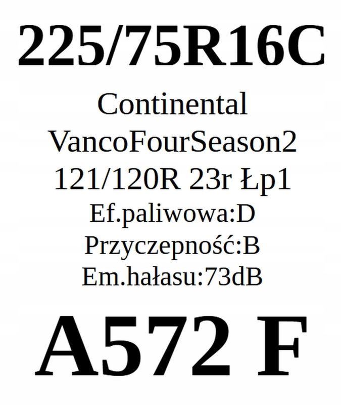 4x 225/75r16c Continental VancoFourSeason 2/121/120r 2023r Jak Nowe