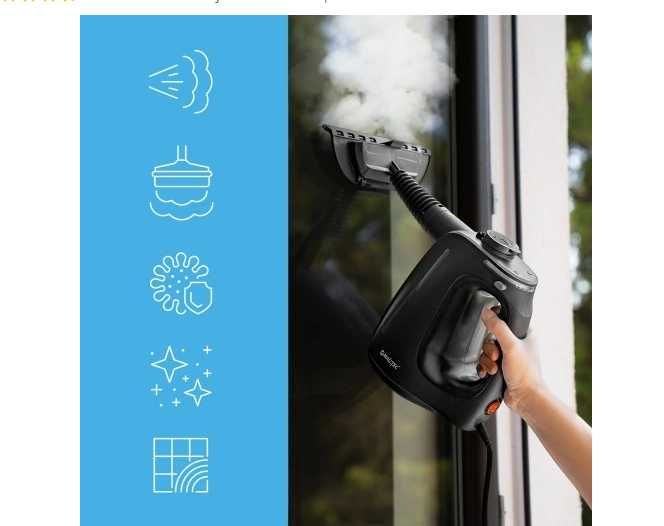 Пароочисник чорний Maltec 1350 W компрактний / ручний пароочиститель