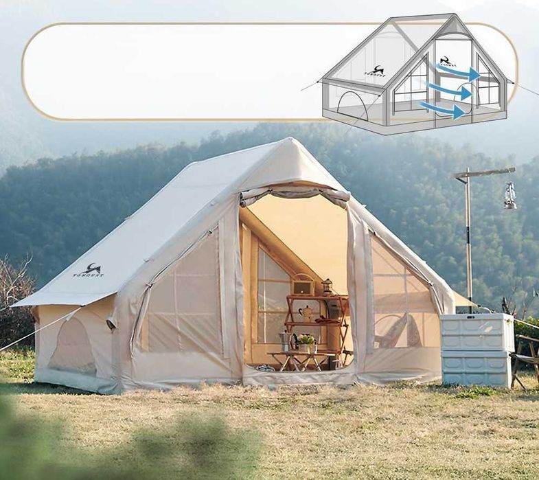 TOMOUNT Nadmuchiwany namiot, 3-4-osobowy pompowany namiot bez stelaża