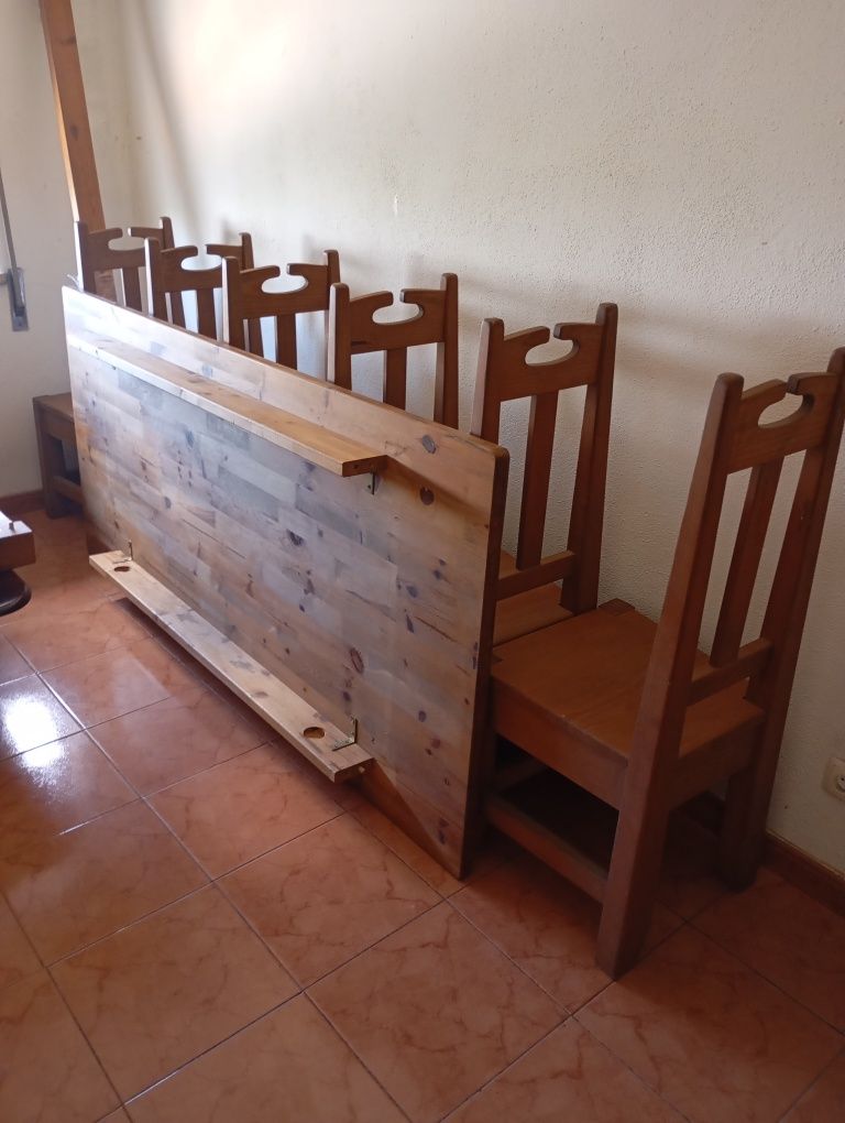 Móvel+ mesa+ 6 cadeiras madeira maciça