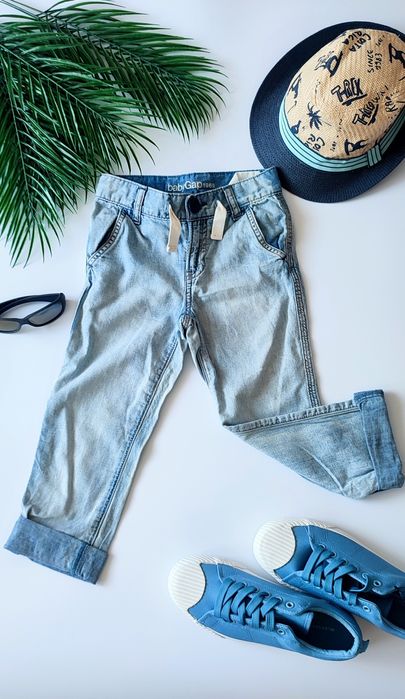 Jeansowe spodnie babyGap r. 110 – 100% bawełna, podwijane nogawki
