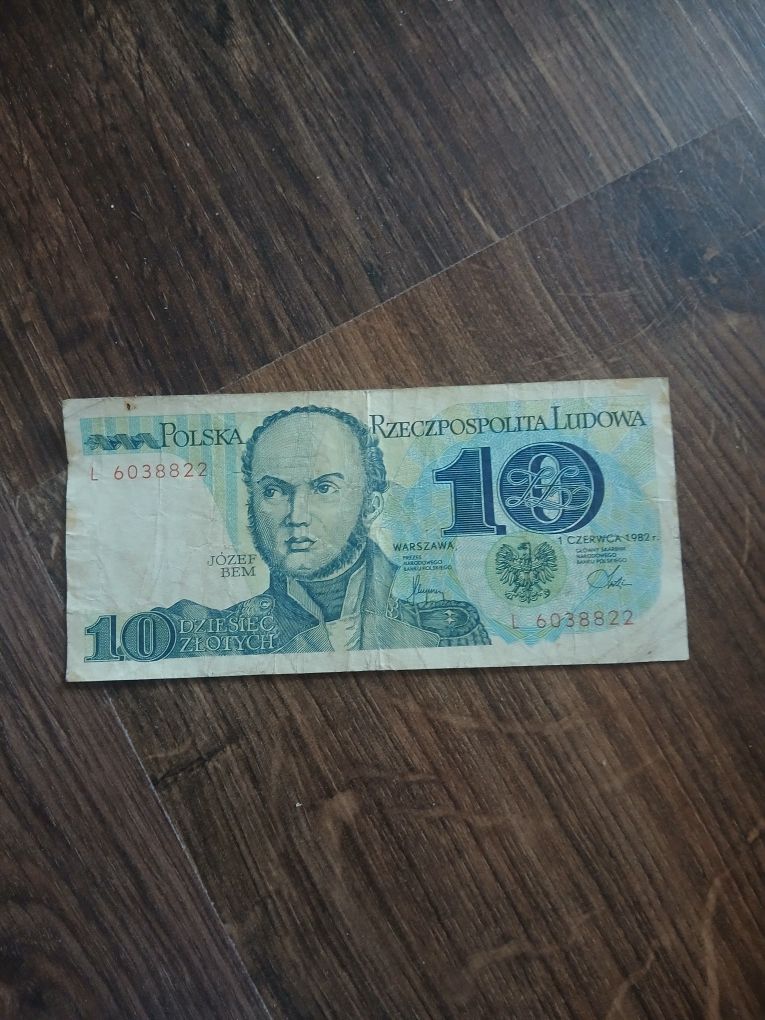 Banknot PRL 10 zł Józef Bem 1982