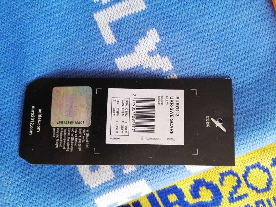 Шарф футбольный 1.5 м. Пр-во Португалия. Евро 12