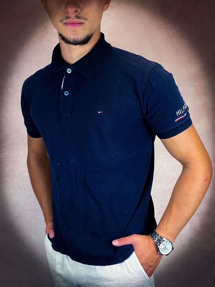Nowa Granatowa Męska Polo T-shirt «Tommy Hilfiger» Koszulka / M